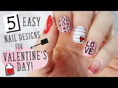 FIVE IN FIVE | Easy Valentine's Day Nail Art | Nailed It NZ - YouTube