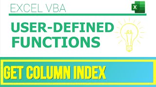 Excel Vba - User-Defined Functionsget Column Index