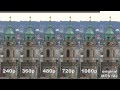Comparison of quality settings on Youtube  - 240p, 360p, 480p, 720p, 1080p + original MTS file