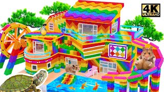 ASMR Video | How To Build Private 3 Story Modern Mud With Rainbow Slide To Swimming Pool