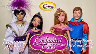 Disney Princess Enchanted Tales - Sleeping Beauty & Prince Phillip, And Jasmine & Aladdin Dolls