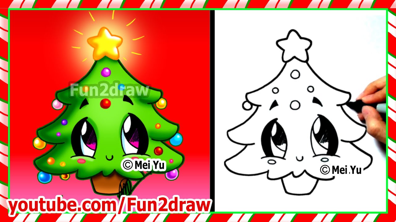 Easy Drawings - How to Draw Christmas Tree - Cute Christmas Stuff Things Top Drawing Videos ...