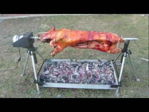 homemade pig rotisserie