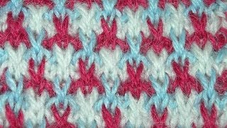 Вязание двухцветные узоры спицами описание ленивый узор
