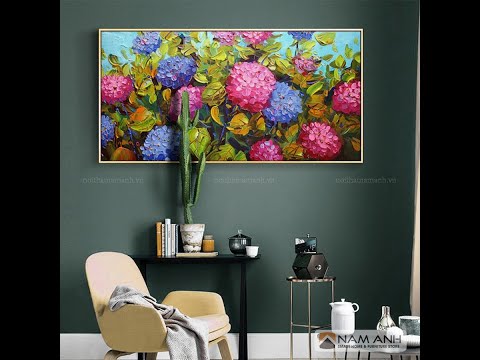 Tranh treo tường canvas bức cẩm tú cầu 1m2 giá rẻ