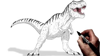 How To Draw T - Rex Step By Step Juric World Rebirth