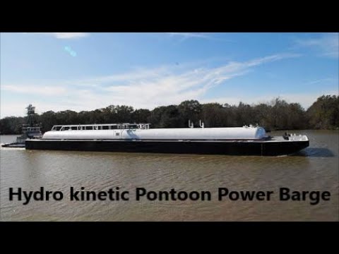 First ever Gravity boosted hydrokinetic multi rotors fit to turbine horizontal shaft of power barge