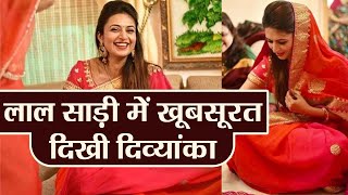 Divyanka Tripathi Looks Beautiful In Red Sari Filmibeat
