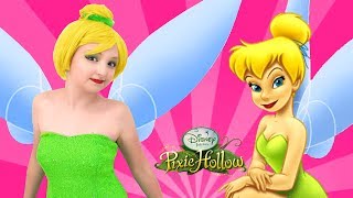 Funny little Baby pretend play with Disney Princess Tinkerbell Makeup & Costumes for Children