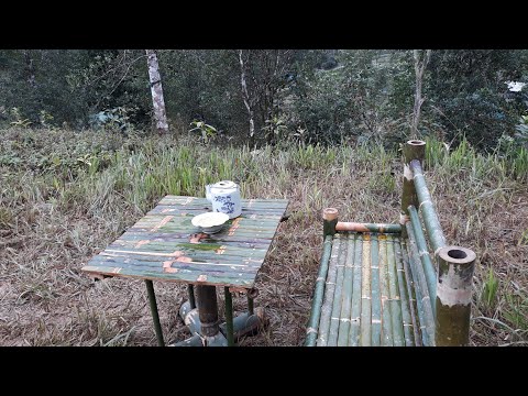 làm bộ bàn ghế bằng cây tre rất đẹp và lạ / Survival Alone In The Forest