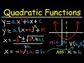 Graphing Quadratic Functions in Vertex & Standard Form - Axis of Symmetry - Word Problems