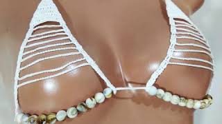Erotic bikini, Crochet extreme micro bikini, Crotchless bikini, G string See thr