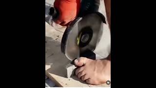 Brick Cutting Blunder Foot Vs. Saw