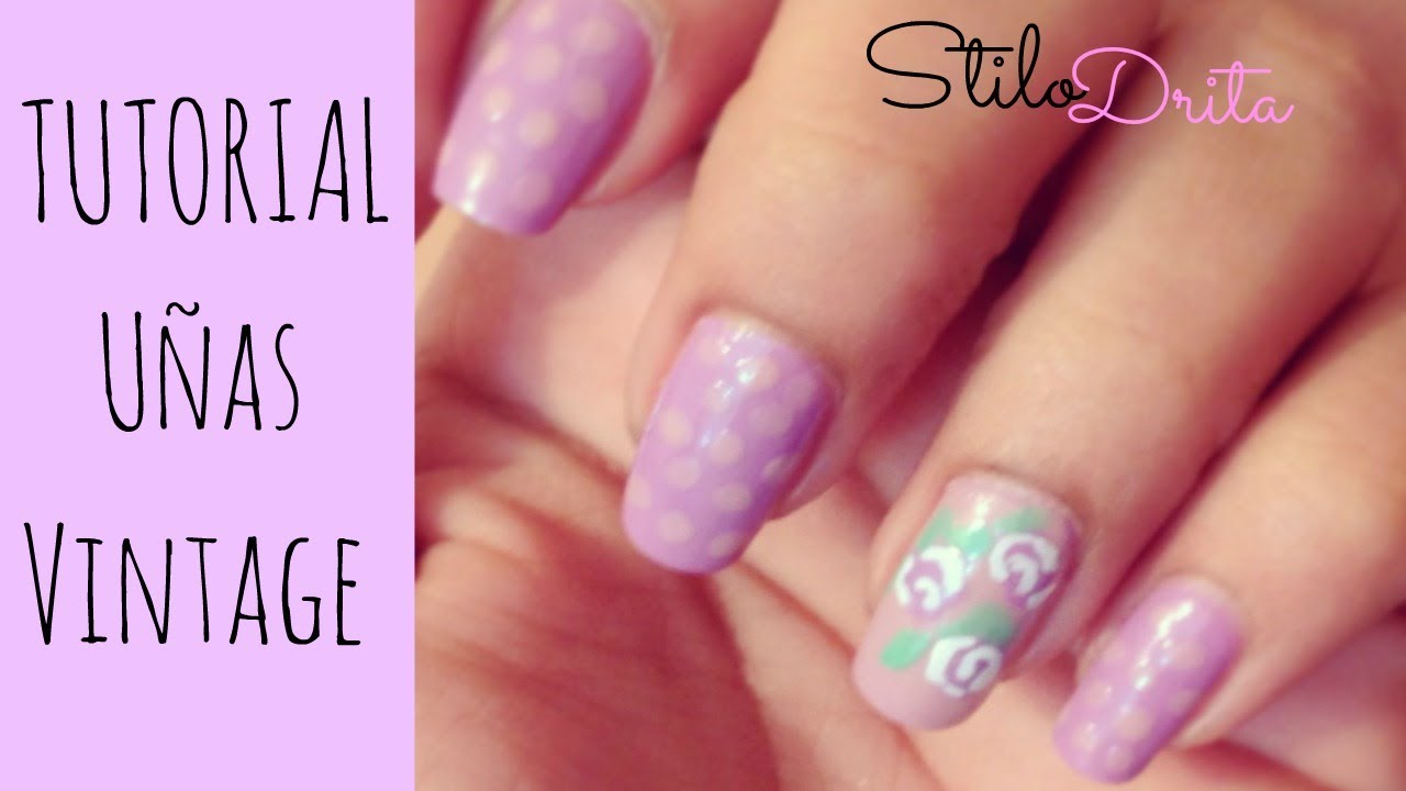 uñas vintage floreadas paso a paso