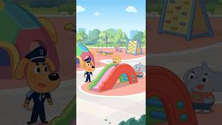 Kids Learn Safety Tips And Sharing With Slide