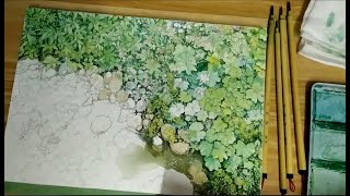 Realistic Watercolor.watercolor Brush . Transparent Wet Painting.
