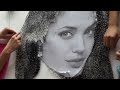 Using Thread And Nails Create Portrait Of Angelina Jolie images Using Thread And Nails Create Portrait Of Angelina Jolie