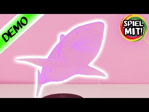 Mysteriöse Lichter HAI FISCH LAMPE mit 3D Effekt | Coole Farbwechsel Lampe fürs Kinderzimmer