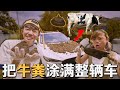 把爸爸的车涂满牛粪!竟然还能隔热?