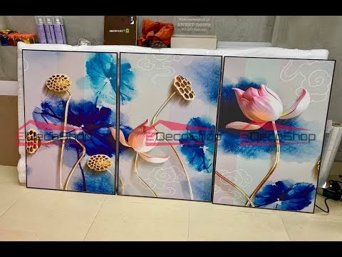 Tranh bộ hoa sen treo tường| tranh bộ canvas bán chạy 2019