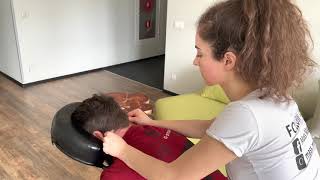 ASMR Massage - Chair massage by Maya in the office - ASMR head, neck, scalp, arm