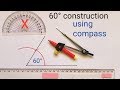 constructing an angle of 60° degree || How to construct 60 degrees