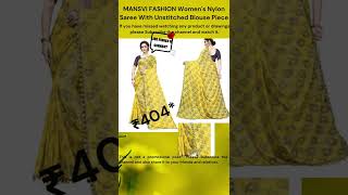 Mansvi Fashion Womens Nylon Saree With Unsched Blouse Piece Secret Mrs.