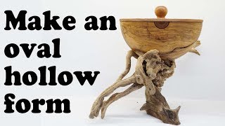 Woodturning an Oval hollow form from olive wood ! Ξυλότορνος - Δημιουργία με ξύλο ελιάς