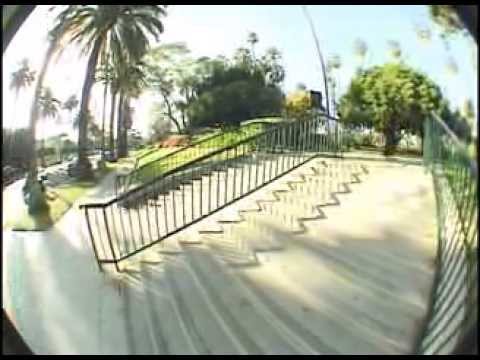 Skater tries a stunt down stairs... what happens next is amazing.