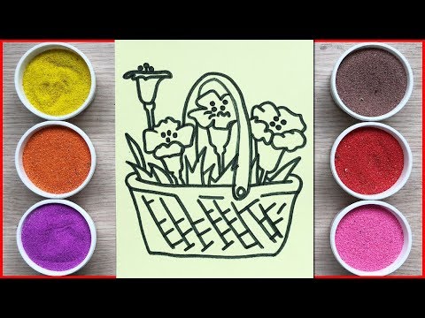 Chị Chim XInh tô màu tranh cát giỏ hoa xinh - Colored sand painting toys Đồ chơi trẻ em Chim Xinh