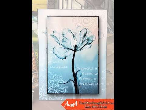 Mẫu tranh canvas khổ lớn bông hoa màu xanh AmiA 1849