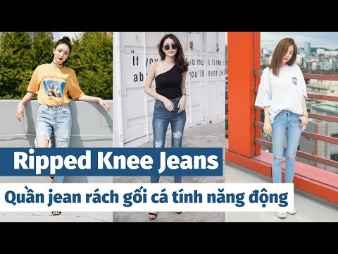 Ripped Knee Jeans Quần jean rách gối cá tính năng động