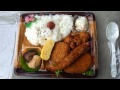 Tempura shrimp, pork chop, potato and chicken bento