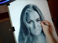 Speed drawing portrait Megan Fox in technique dry brush by Yakov Dedyk