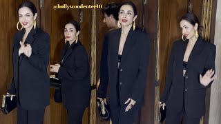 Gorgeous Malaika Arora Flaunts Her Huge Cleavage In Black Blazer At Manish Malhotra House