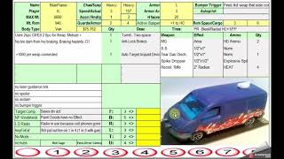 TimeDriver Spreadsheet for Vehicle Design