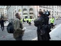 G20 protest London 2009 - Police dog bites man