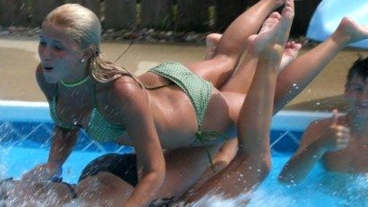 Bikini girl slip n slide