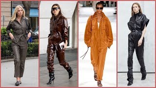 Designer And Stylish leather jumpsuits outfits Idea's