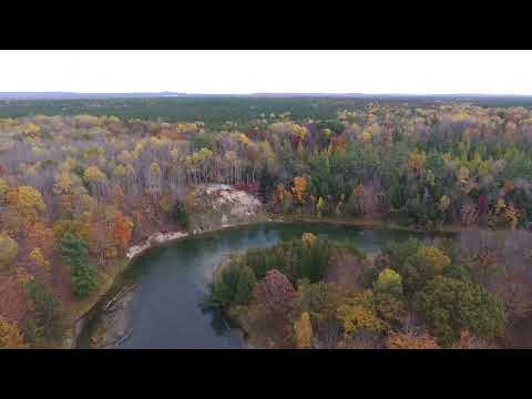 Michigan waterfall CLAYBANKS FALLS MANISTEE RIVER MESICK MICHIGAN BY DRONE