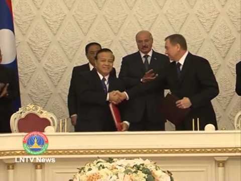 Lao News on LNTV- Lao President Choummaly Sayasone hold talks with his Belarusian counterpart