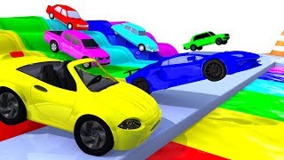 Colors with Street Vehicles - Colors with Paints Trucks - Colors for Children - OFFICIAL LIVE