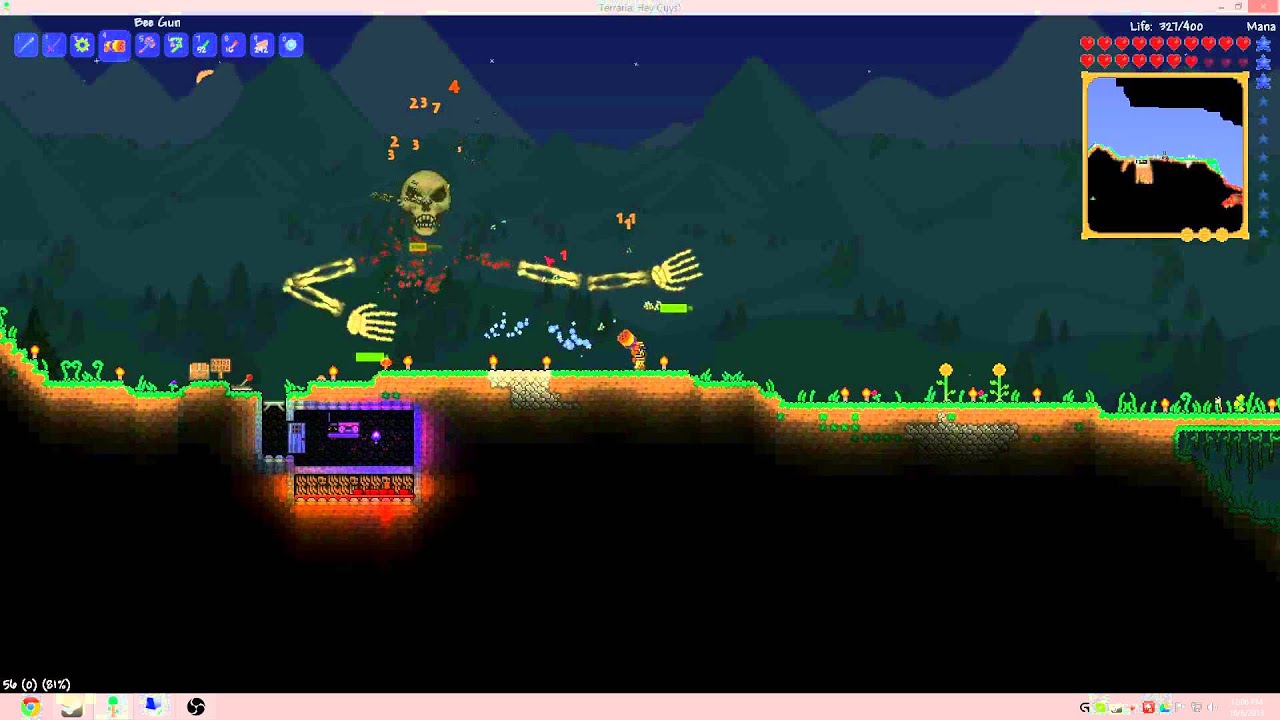 Defeating Skeletron with a Bee Gun (Terraria 1.2) YouTube