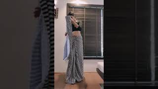 Black And White Strip, Ready To Wear Saree, Book Now