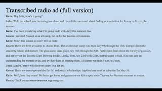 Radio Ad For Tacoma Arts Museum