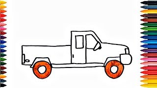 pick up truck | kids car drawing | street vehicles for children - video for kids