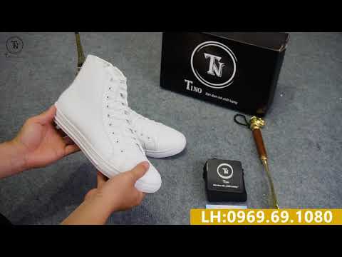 Giày sneaker nam full trắng cổ cao GC05 - Tặng lót tăng chiều cao đệm khí
