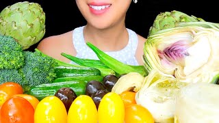 HEALTHY EATING ASMR: VEGGIES PLATTER (ARTICHOKES, OKRA, OLIVES) | TracyN ASMR
