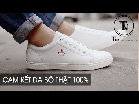 Giày da nam buộc dây màu trắng TN22 - Giày da bò cao cấp của Tino mang đậm nét trẻ trung