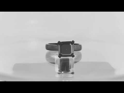 Asscher Cut Black Diamond Solitaire Engagement Ring 14k Black Gold 1.90 Carat Vintage Style Certified Handmade Asscher Cut Black Diamond Solitaire Engagement Ring 14k Black Gold 1.90 Carat Vintage Style Certified Handmade